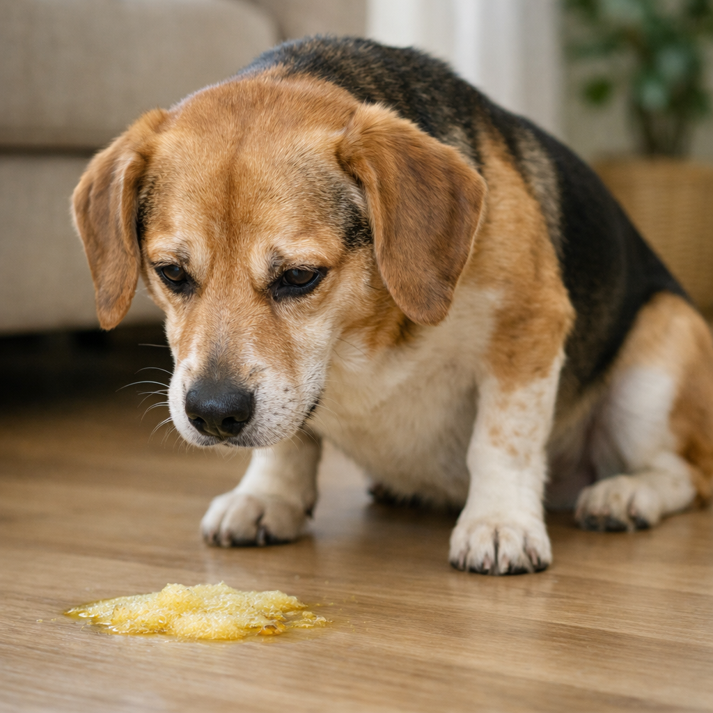 dog with upset stomach vomiting yellow foam